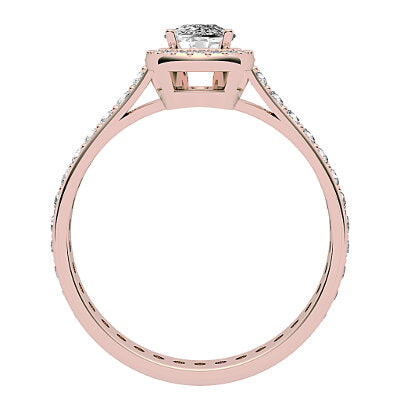 Vittoria Cushion Solitaire halo Full diamond band 4 Prongs