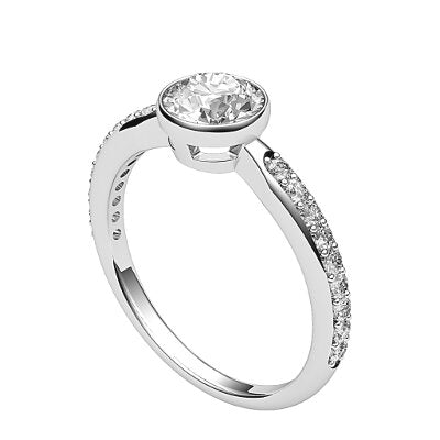 Simple Flat Round Solitaire Half diamond band