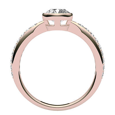 Simple Flat Round Solitaire Half diamond band