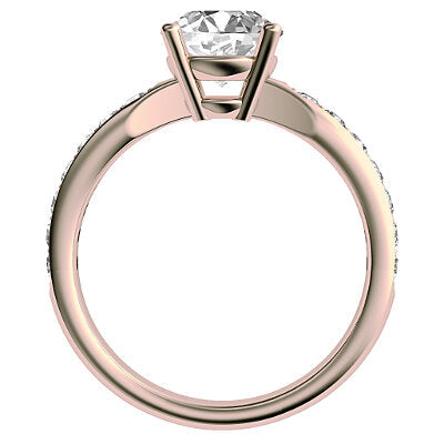 Simple Flat Round Solitaire Half diamond band 4 Prongs