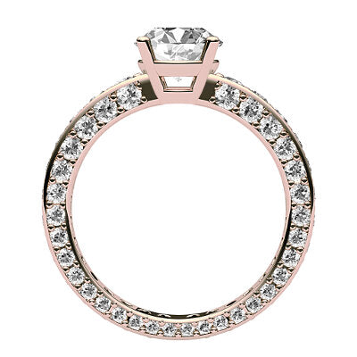 Simple Flat Round Solitaire Full coverage diamond band 4 Prongs