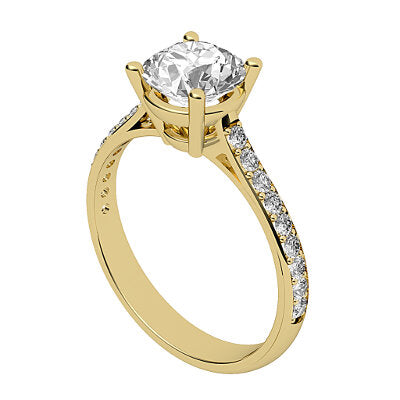 Vittoria Round Solitaire Half diamond band 4 Prongs