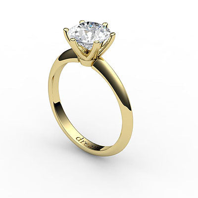 Simple Flat Round Solitaire Classic band 6 Prongs