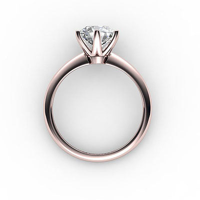 Simple Flat Round Solitaire Classic band 6 Prongs