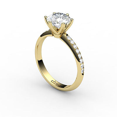 Simple Flat Round Solitaire Half diamond band 6 Prongs