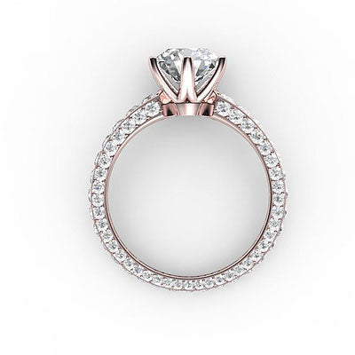 Simple Flat Round Solitaire Full coverage diamond band 6 Prongs