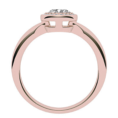Simple Flat Round Solitaire halo Classic band