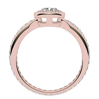 Simple Flat Round Solitaire halo Full diamond band