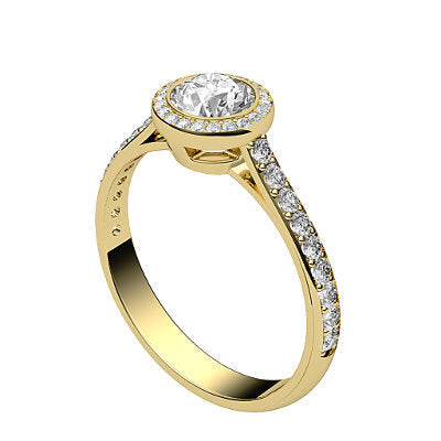 Vittoria Round Solitaire halo Half diamond band