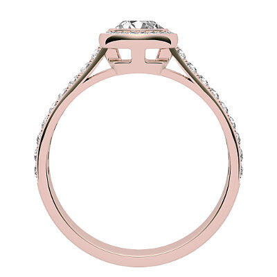 Vittoria Round Solitaire halo Half diamond band