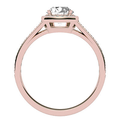 Trionfo Round Solitaire halo Half diamond band 4 Prongs