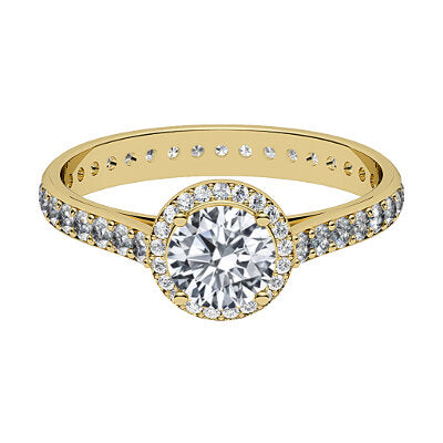 Vittoria Round Solitaire halo Full diamond band 4 Prongs