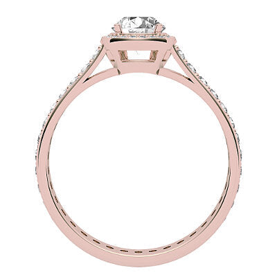 Vittoria Round Solitaire halo Full diamond band 4 Prongs