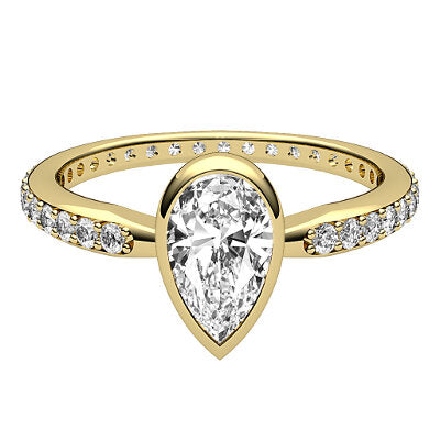 Simple Flat Pear Solitaire Full diamond band