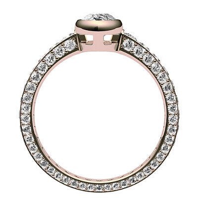 Simple Flat Pear Solitaire Full coverage diamond band