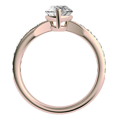 Simple Flat Pear Solitaire Half diamond band 3 Prongs