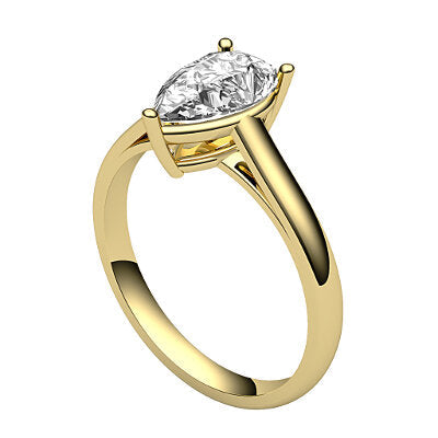 Trionfo Pear Solitaire Classic band 3 Prongs