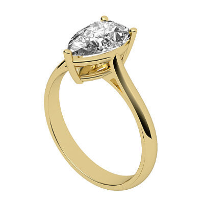 Vittoria Pear Solitaire Classic band 3 Prongs