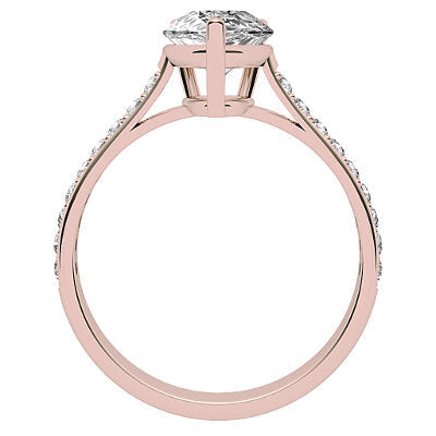 Vittoria Pear Solitaire Half diamond band 3 Prongs