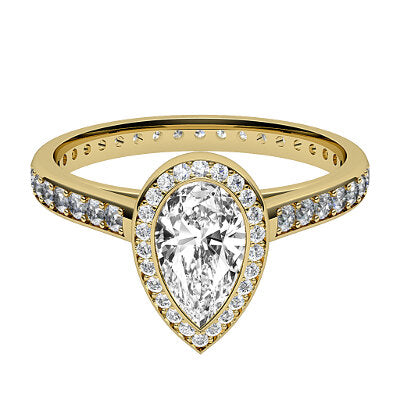 Trionfo Pear Solitaire halo Full diamond band