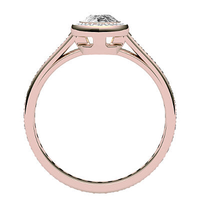Trionfo Pear Solitaire halo Full diamond band