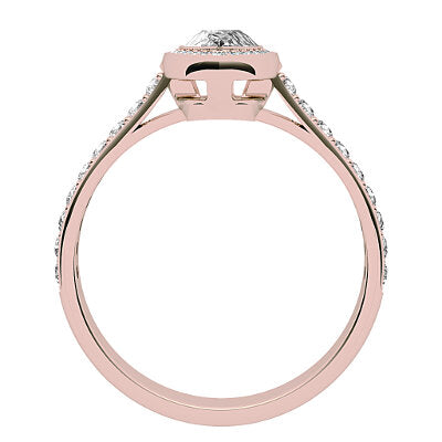 Vittoria Pear Solitaire halo Half diamond band