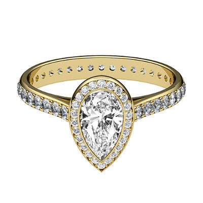 Vittoria Pear Solitaire halo Full diamond band