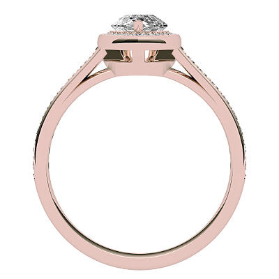 Trionfo Pear Solitaire halo Half diamond band 3 Prongs