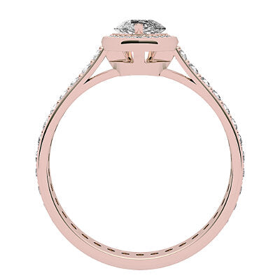 Vittoria Pear Solitaire halo Full diamond band 3 Prongs