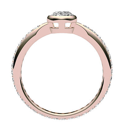 Simple Flat Oval Solitaire Full diamond band