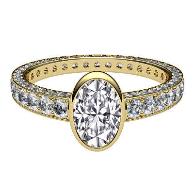 Simple Flat Oval Solitaire Full coverage diamond band