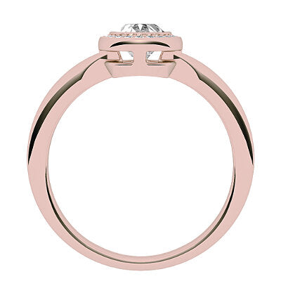 Simple Flat Oval Solitaire halo Classic band