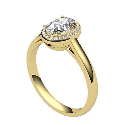 Trionfo Oval Solitaire halo Classic band 4 Prongs