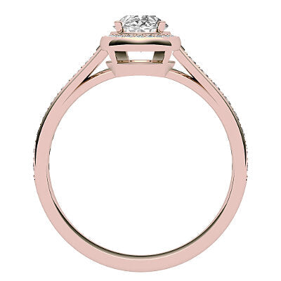 Trionfo Oval Solitaire halo Half diamond band 4 Prongs