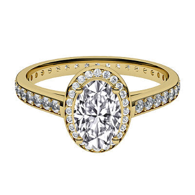 Trionfo Oval Solitaire halo Full diamond band 4 Prongs