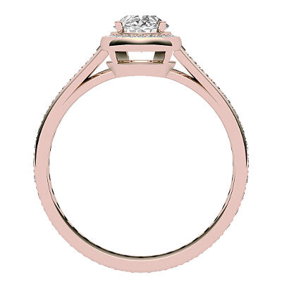 Trionfo Oval Solitaire halo Full diamond band 4 Prongs