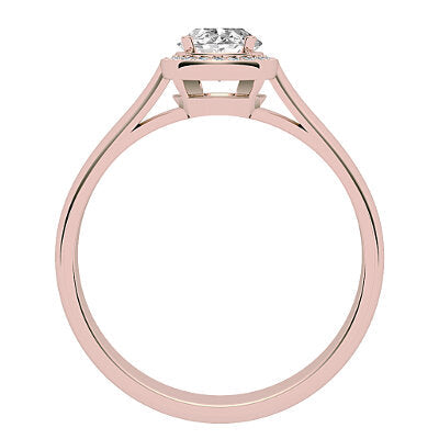 Vittoria Oval Solitaire halo Classic band 4 Prongs