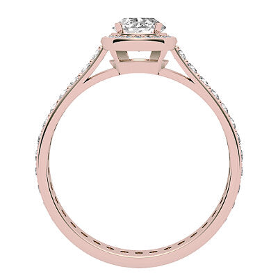 Vittoria Oval Solitaire halo Full diamond band 4 Prongs