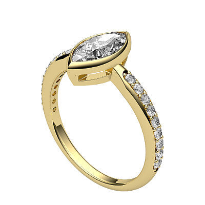 Simple Flat Marquise Solitaire Half diamond band