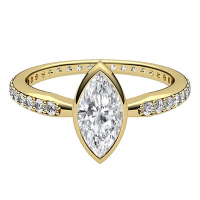 Simple Flat Marquise Solitaire Full diamond band