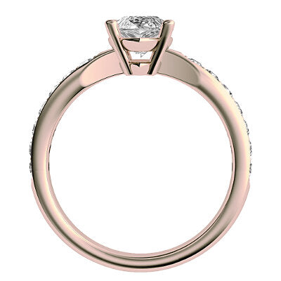 Simple Flat Marquise Solitaire Half diamond band 4 Prongs