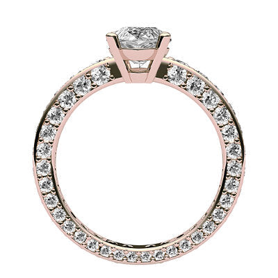 Simple Flat Marquise Solitaire Full coverage diamond band 4 Prongs