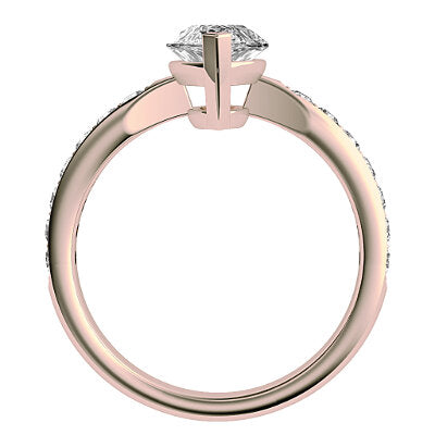 Simple Flat Marquise Solitaire Half diamond band 2 Prongs