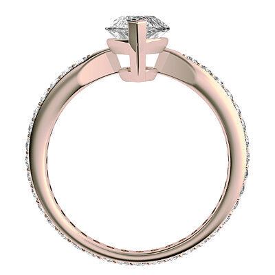 Simple Flat Marquise Solitaire Full diamond band 2 Prongs
