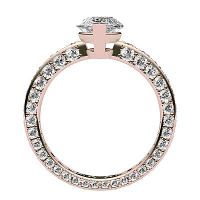 Simple Flat Marquise Solitaire Full coverage diamond band 2 Prongs