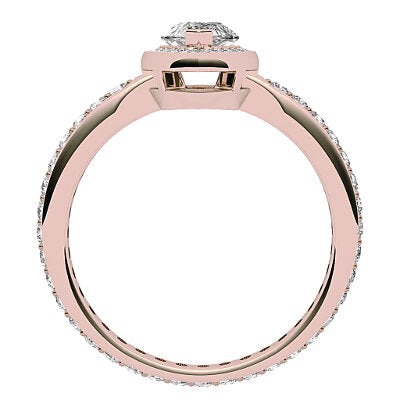Simple Flat Marquise Solitaire halo Full diamond band 2 Prongs