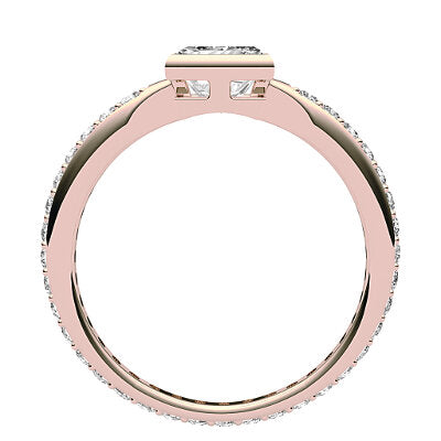 Simple Flat Princess Solitaire Full diamond band