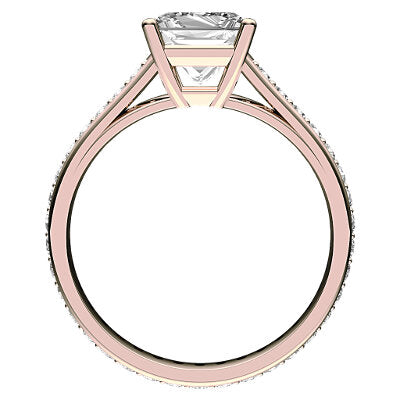 Trionfo Princess Solitaire Full diamond band 4 Prongs