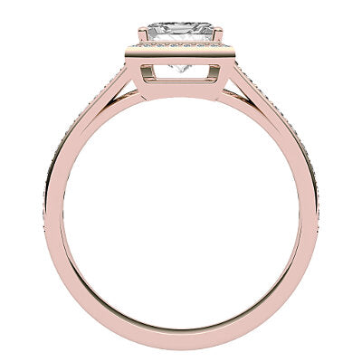 Trionfo Princess Solitaire halo Half diamond band 4 Prongs