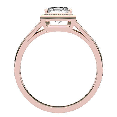 Trionfo Princess Solitaire halo Full diamond band 4 Prongs